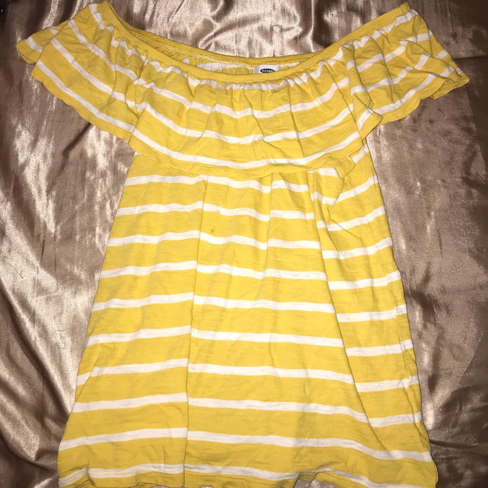 Yellow off the shoulder shirt
